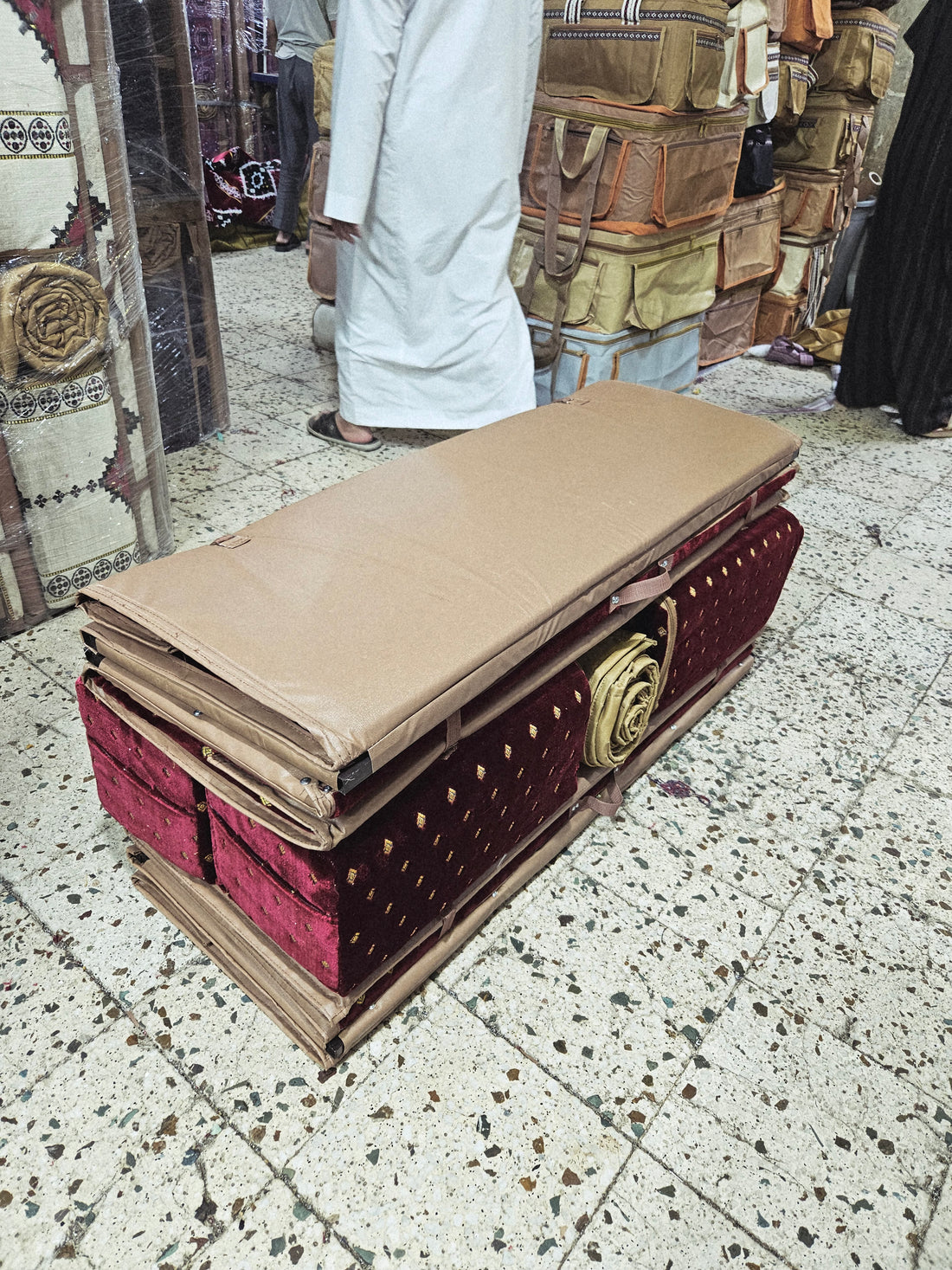 Camping Floor Seating For 8 Person, Picnic Set of 9 Piece Includes 4 Foldable Ground Chairs and Camping Mattress of 2 X 2.9 Meter and 4 Arm Rest, Suitable for Travel, Road Trips, Family Trips, Garden